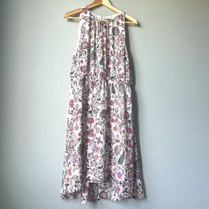 HandM floral paisley sleeveless dress with waist band. Size 14 White